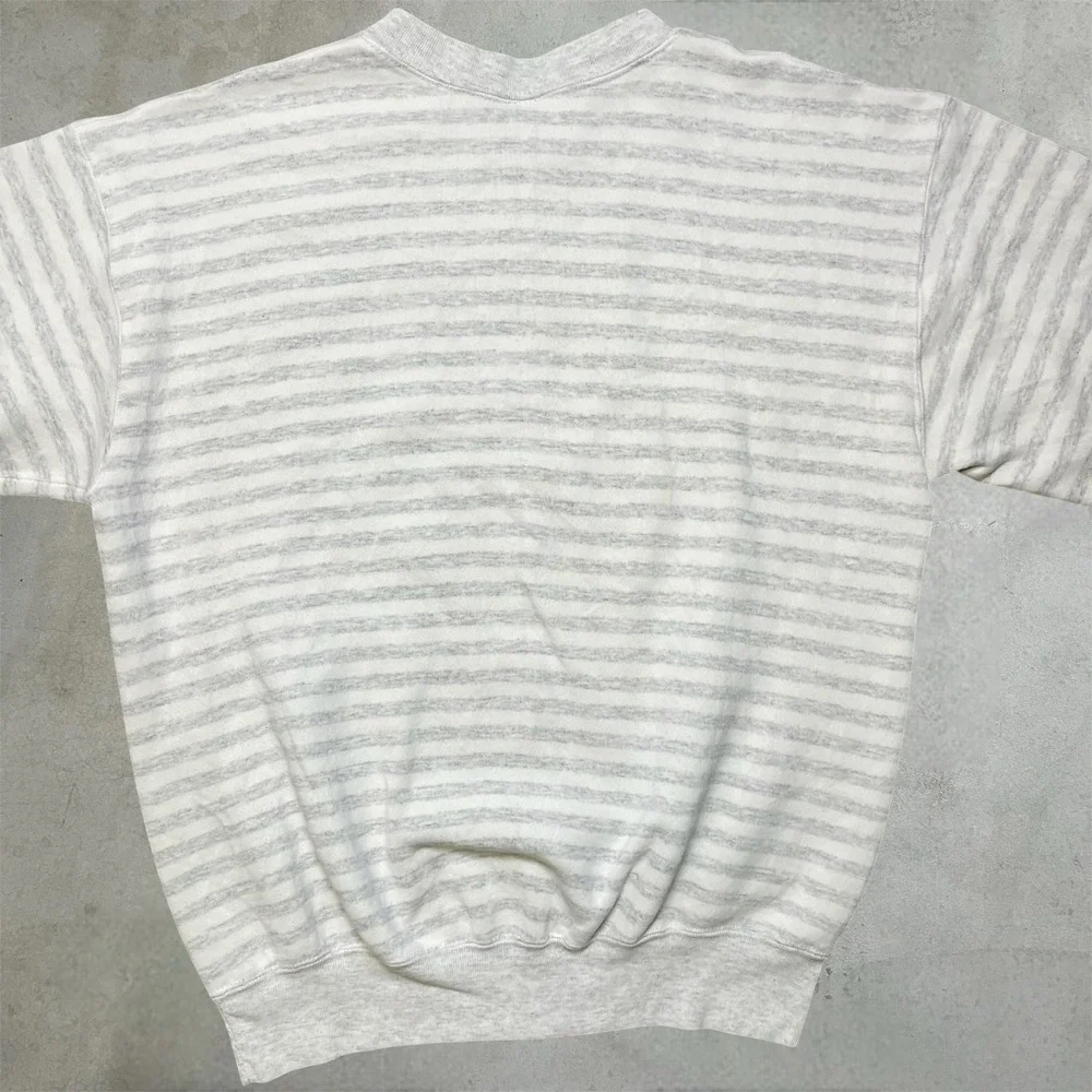 Vintage Scotland University Sweatshirt Men's L Grey Striped Crewneck Made in USA